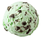 Boule de glace menthe chocolat illustrant la charte graphique, mettant en avant des tons riches et gourmands.